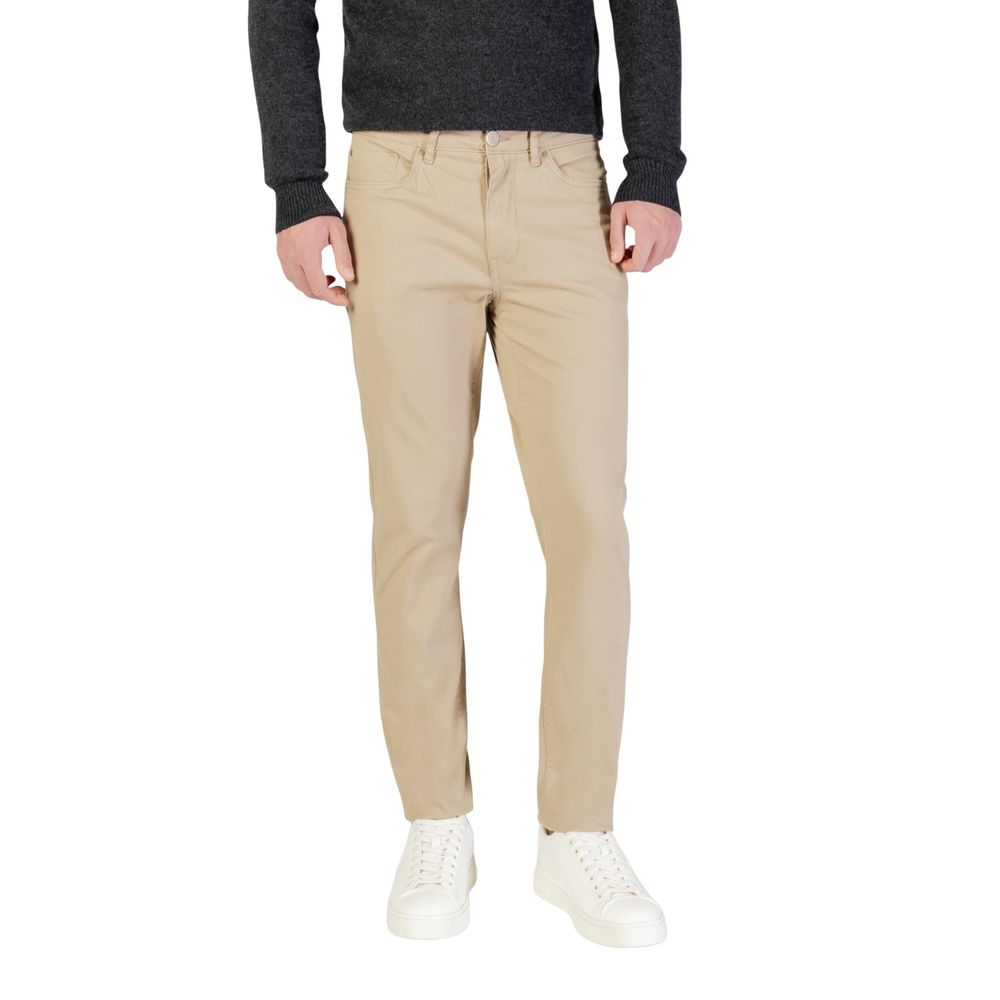 Beige Cotton Skinny Pants