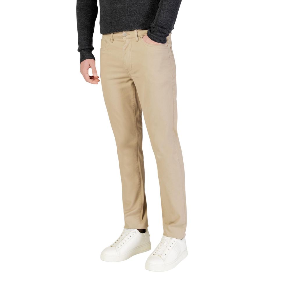 Beige Cotton Skinny Pants