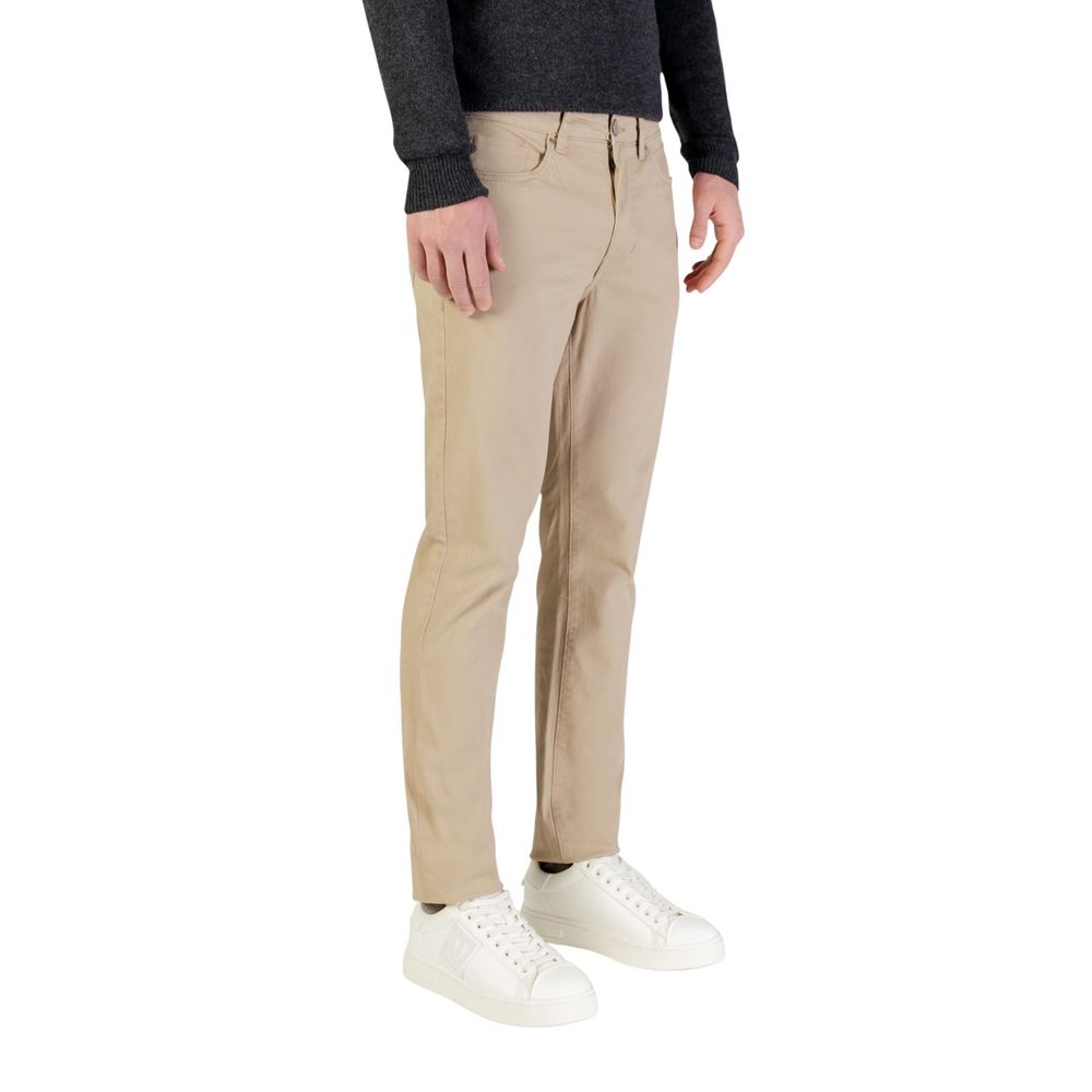 Beige Cotton Skinny Pants