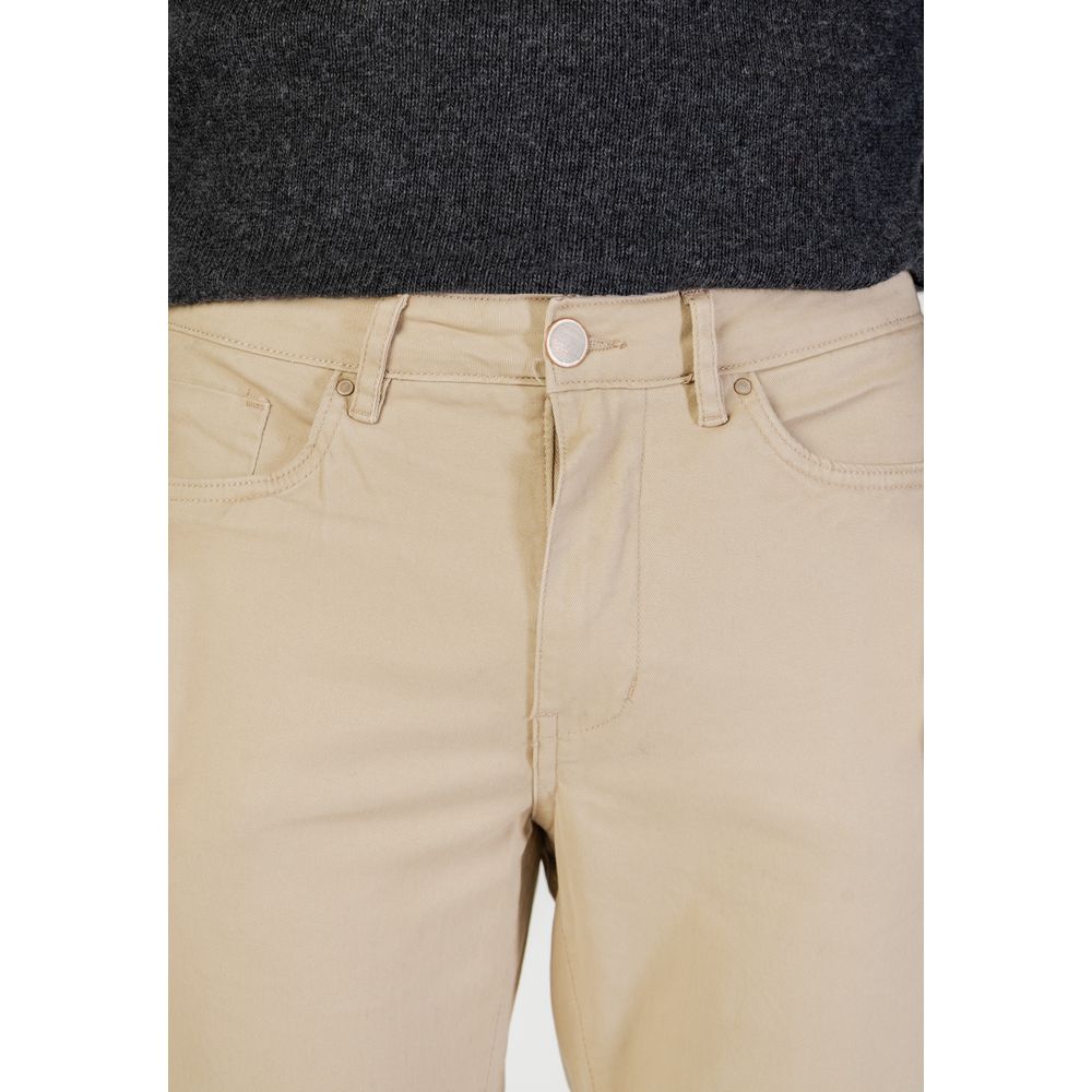 Beige Cotton Skinny Pants