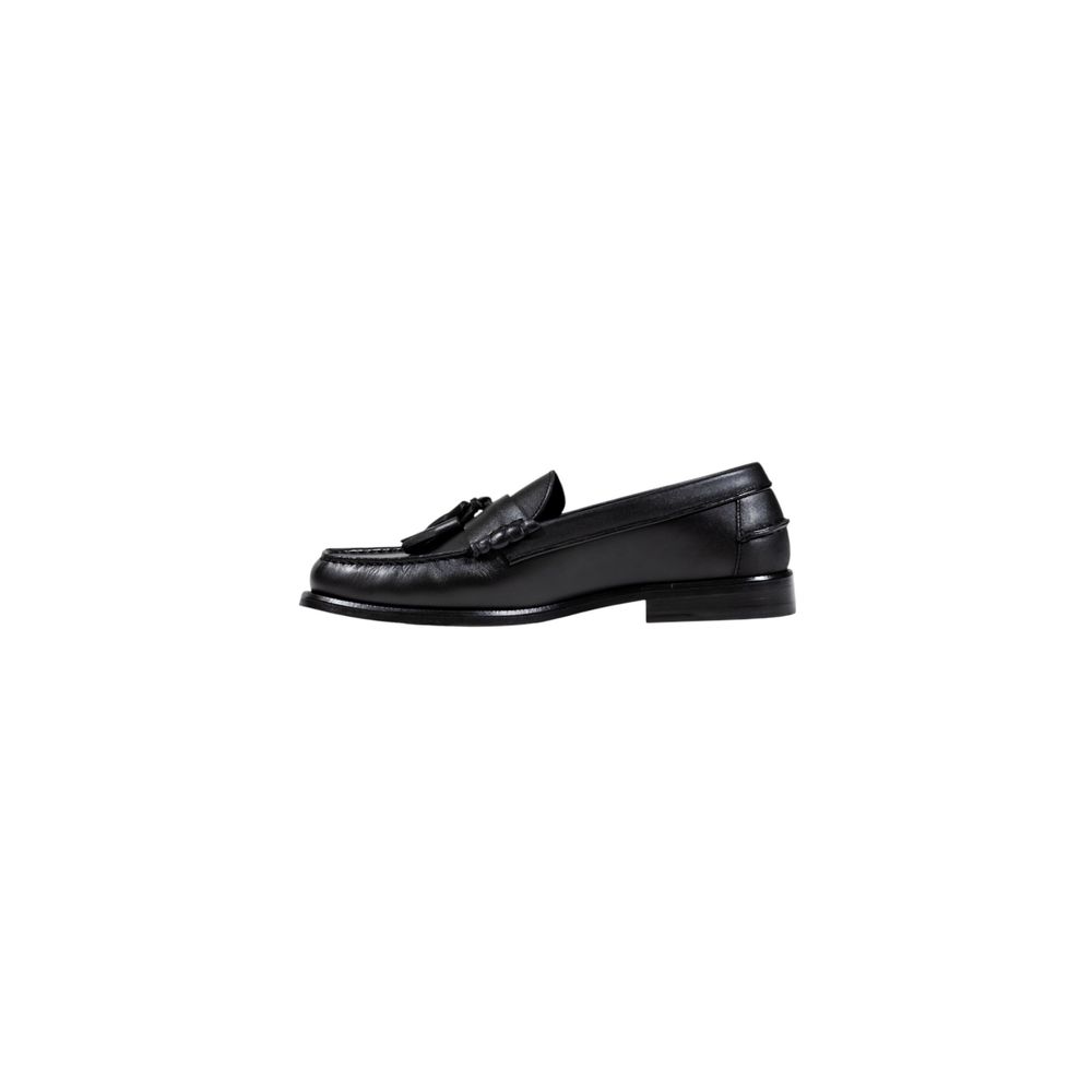 Black Leather Slip-On Loafers