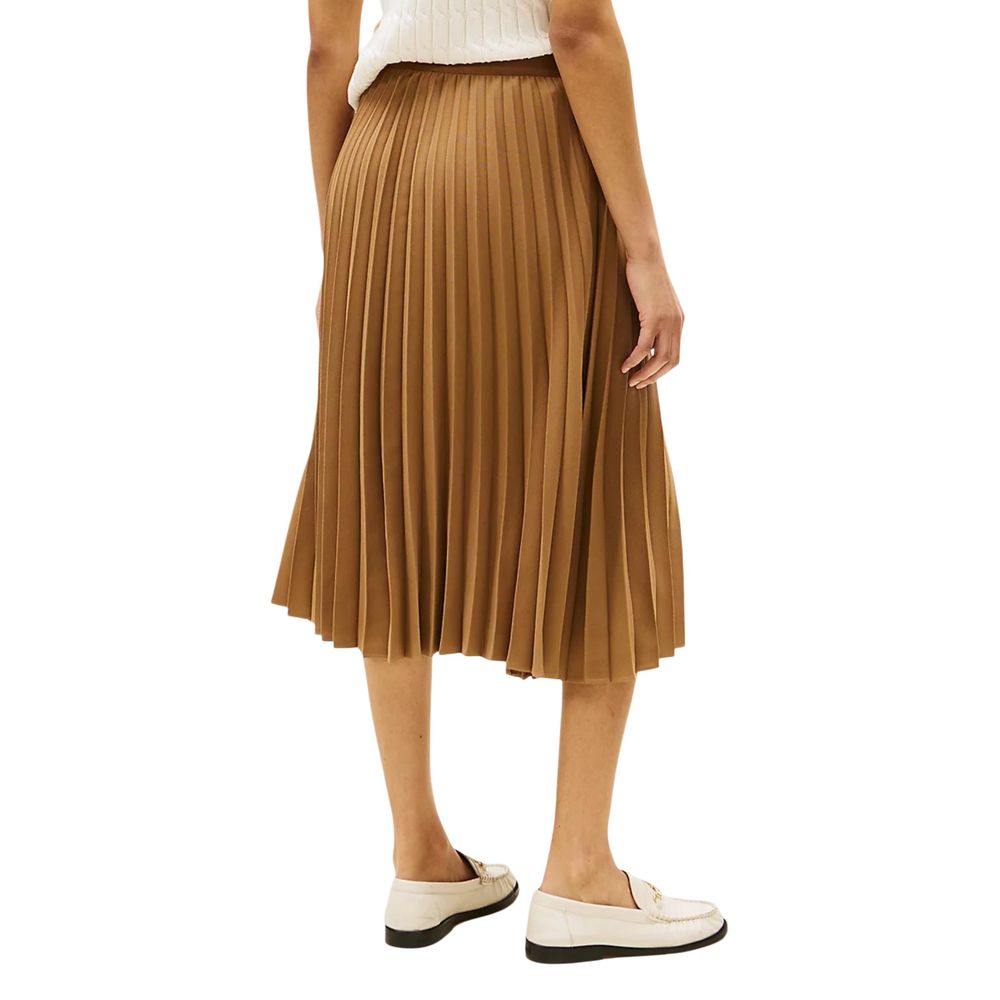 Brown Recycled Polyester Midi Skirt