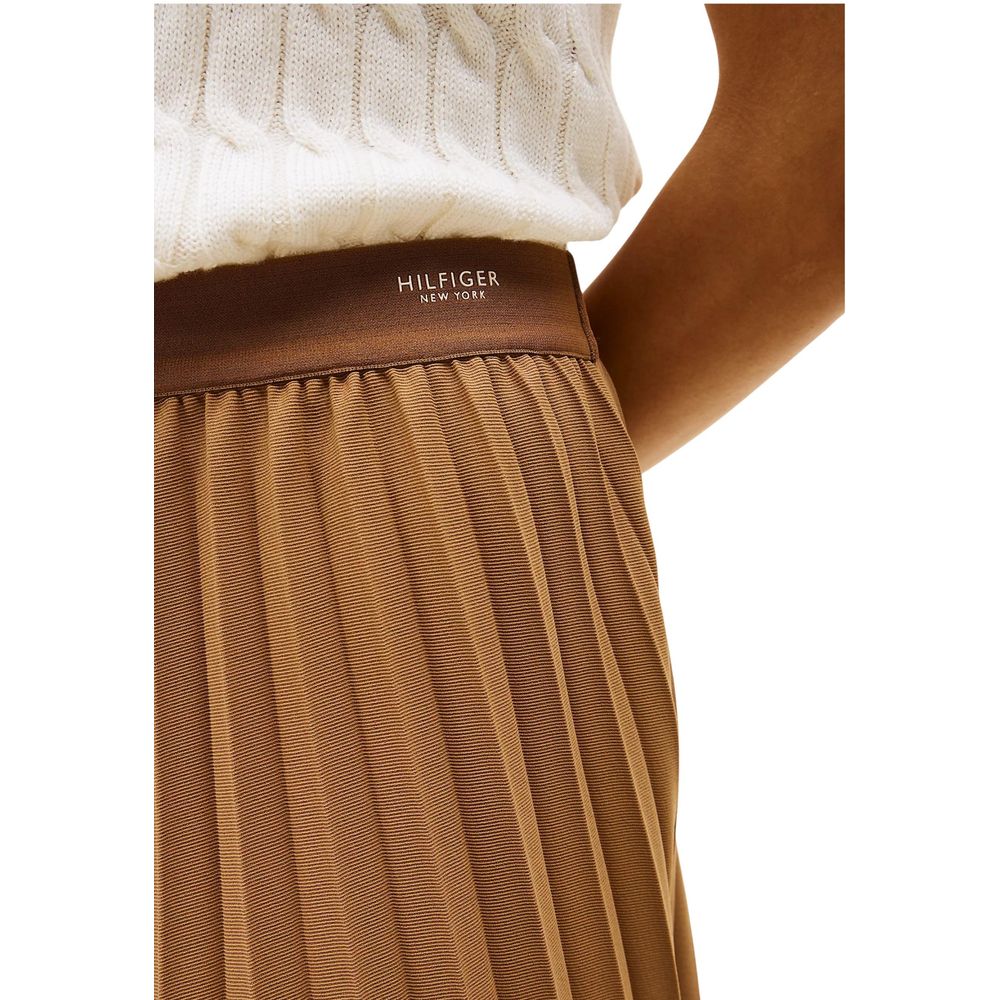 Brown Recycled Polyester Midi Skirt