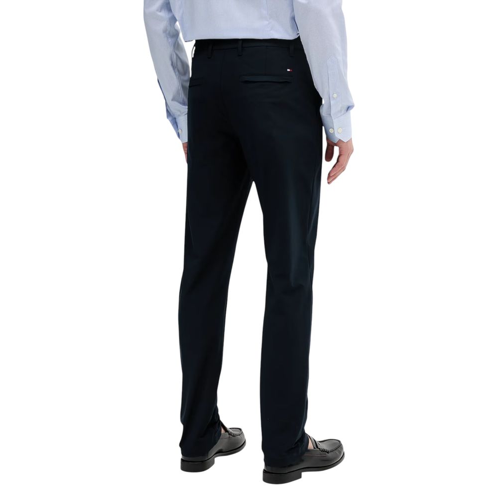 Blue Polyester Casual Pants