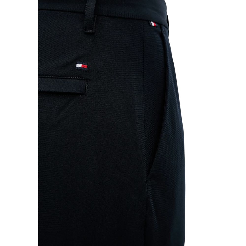 Blue Polyester Casual Pants