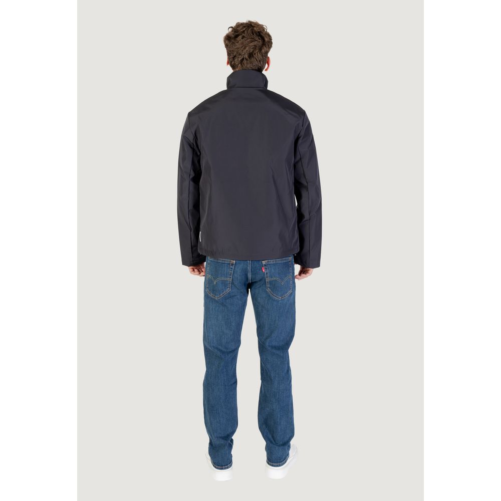 Blue Polyester Full-Length Jacket