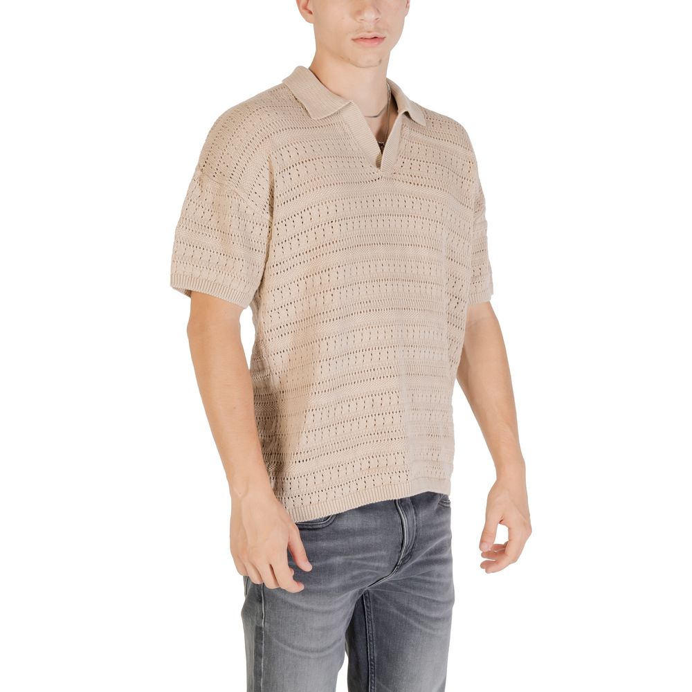 Beige Cotton Shortsleeve Shirt