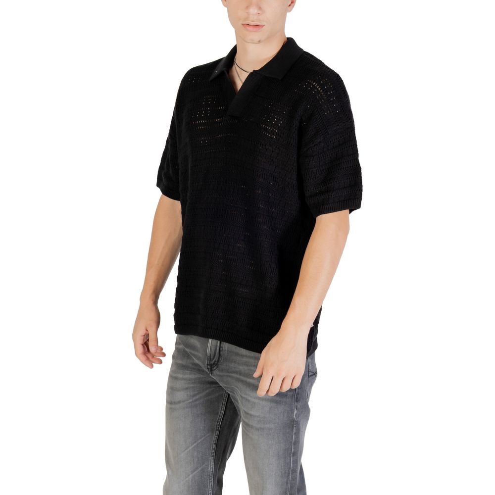 Black Cotton Polo Shirt