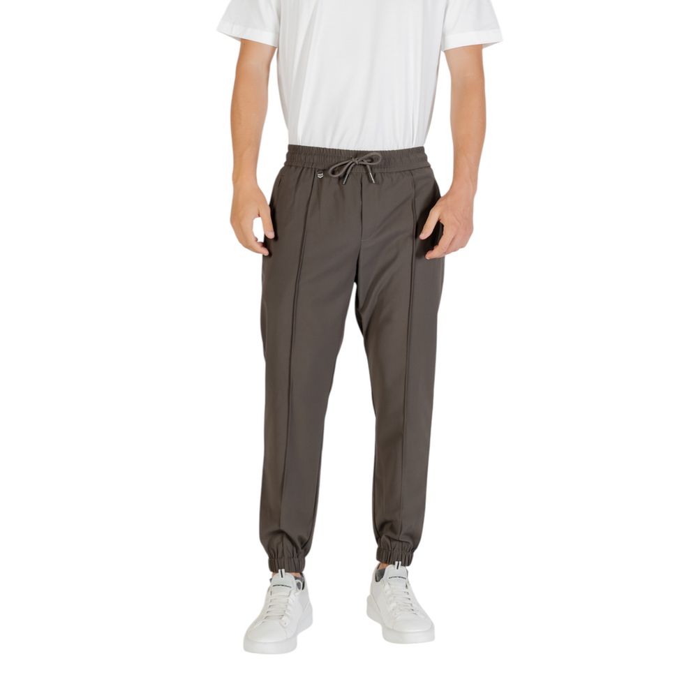 Green Polyester Casual Pants