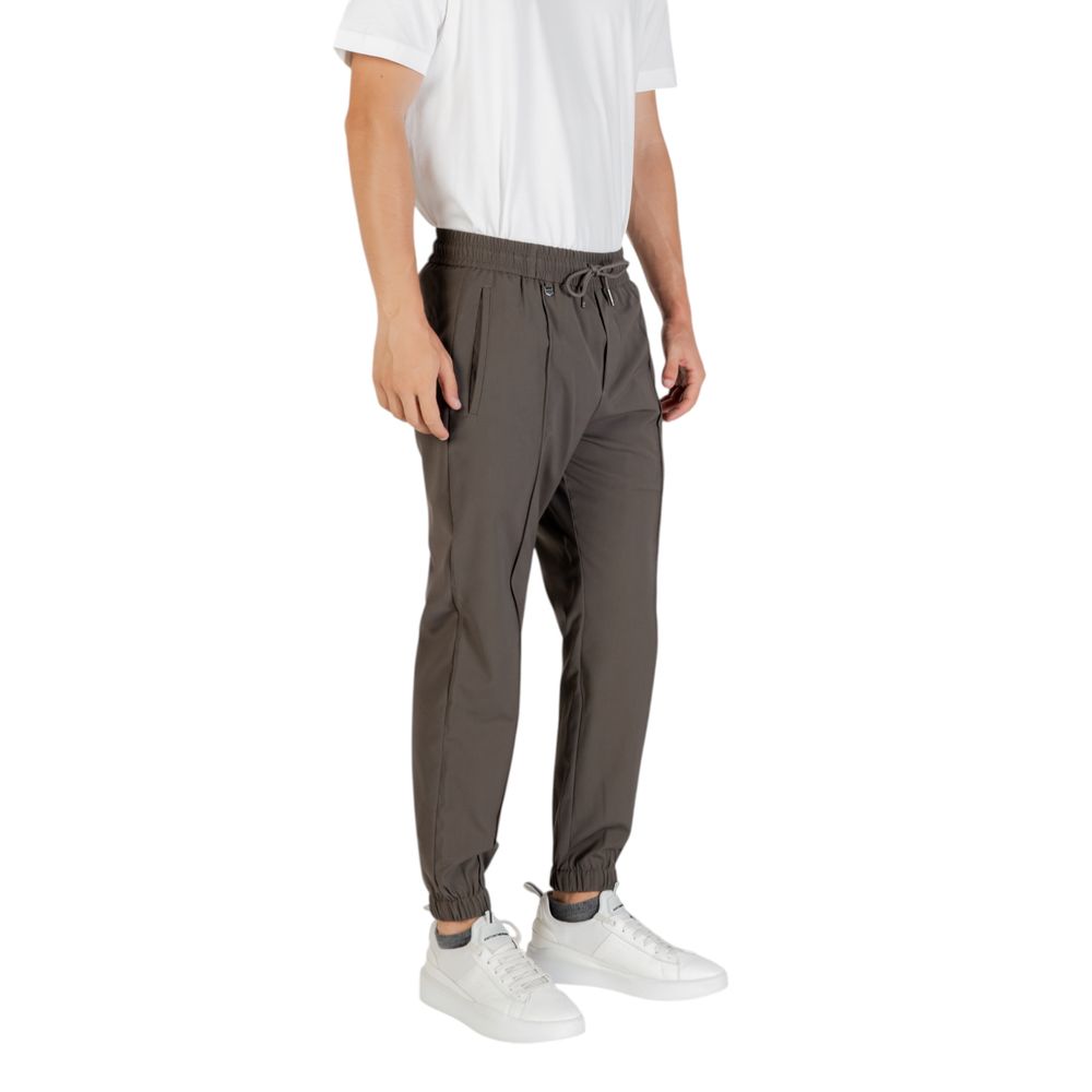 Green Polyester Casual Pants