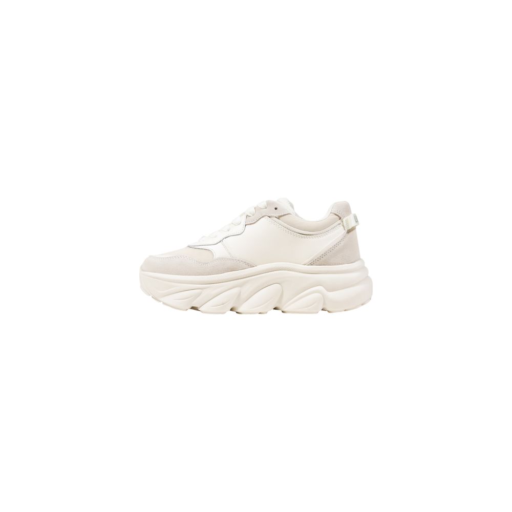 White Artificial Leather Chunky Sneakers