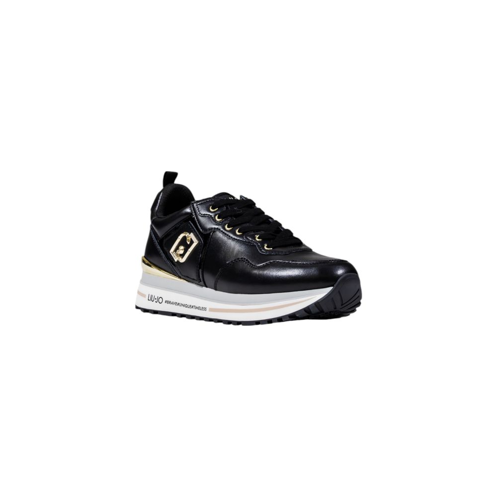Black Artificial Leather Platform Sneakers