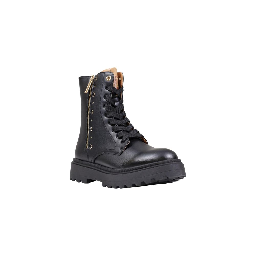 Black Polyethylene Lace-Up Boots
