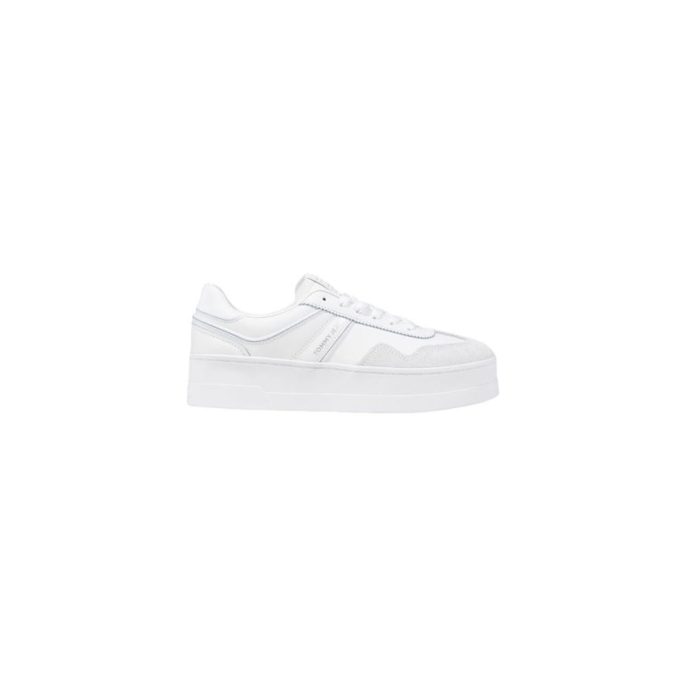 White Artificial Leather Platform Sneakers