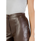 Brown Polyester Casual Pants