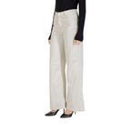 Beige Cotton Casual Pants