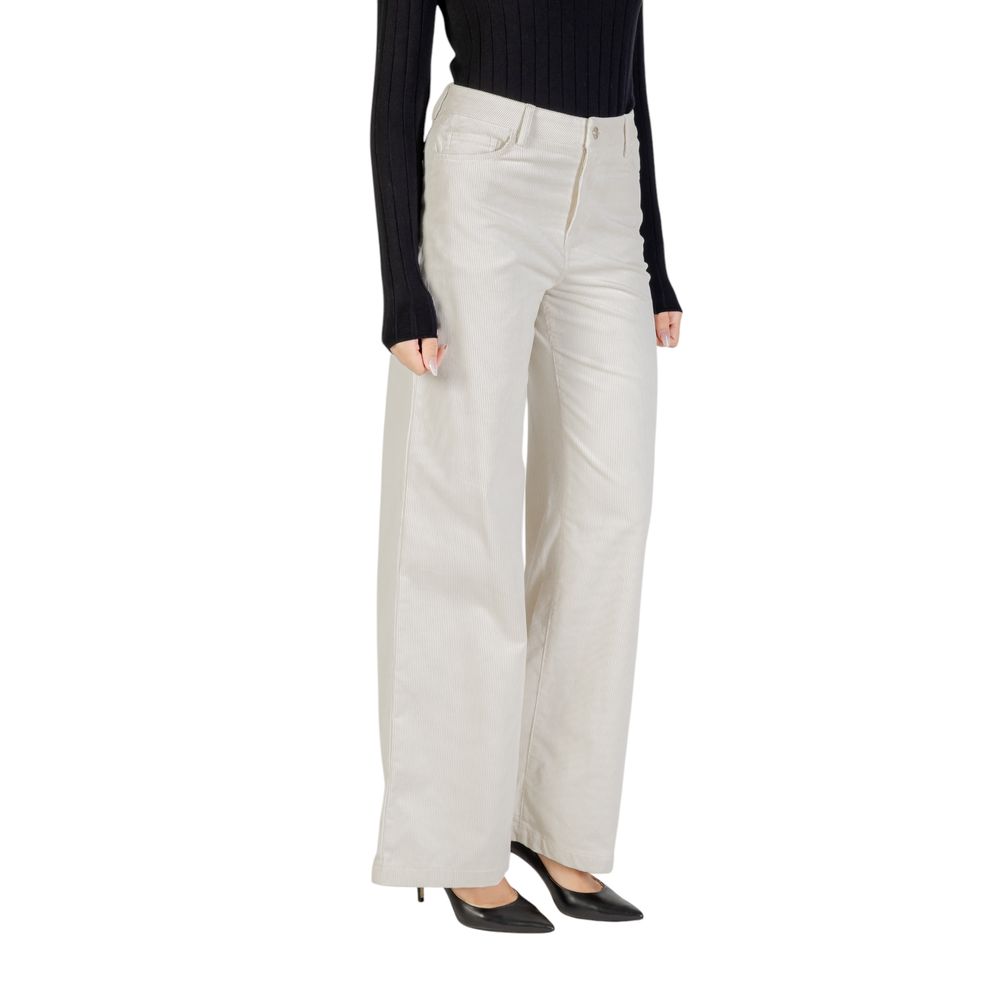 Beige Cotton Casual Pants