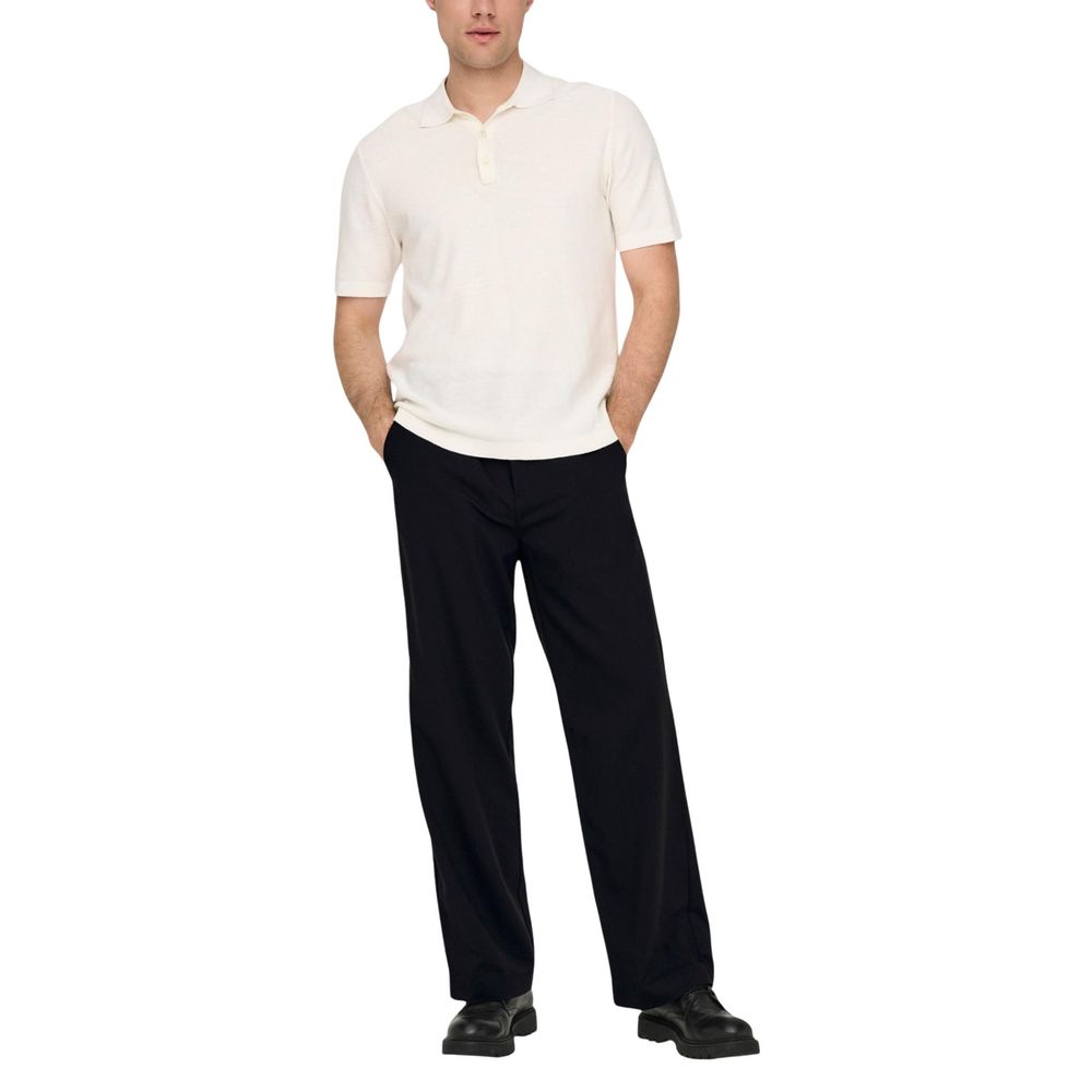 Black Polyester Casual Pants