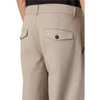 Beige Cotton Casual Pants