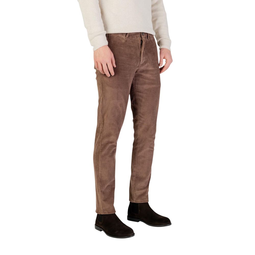 Brown Cotton Casual Pants