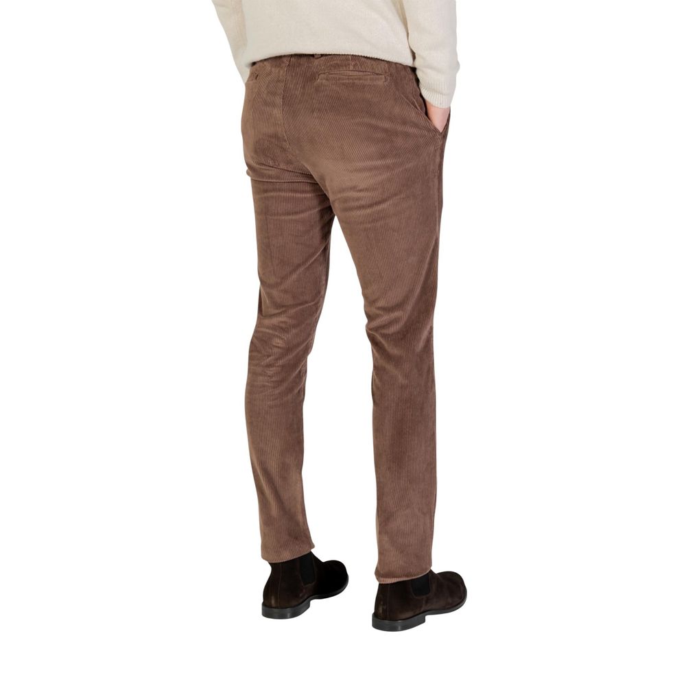 Brown Cotton Casual Pants