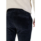 Blue Cotton Casual Pants