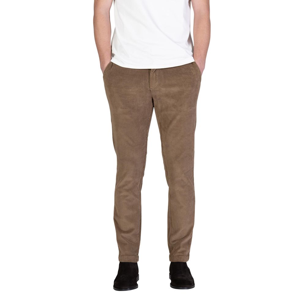 Brown Cotton Casual Pants