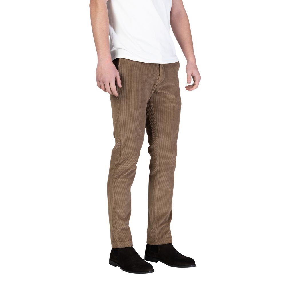 Brown Cotton Casual Pants