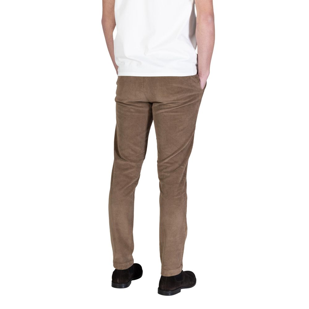 Brown Cotton Casual Pants