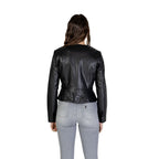 Black Polyester Leather Jacket