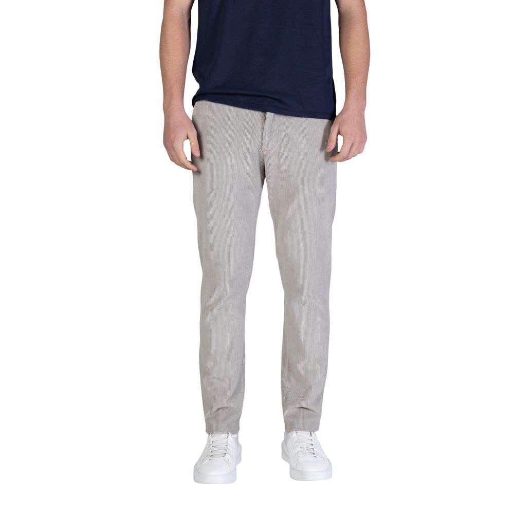 Gray Cotton Casual Pants