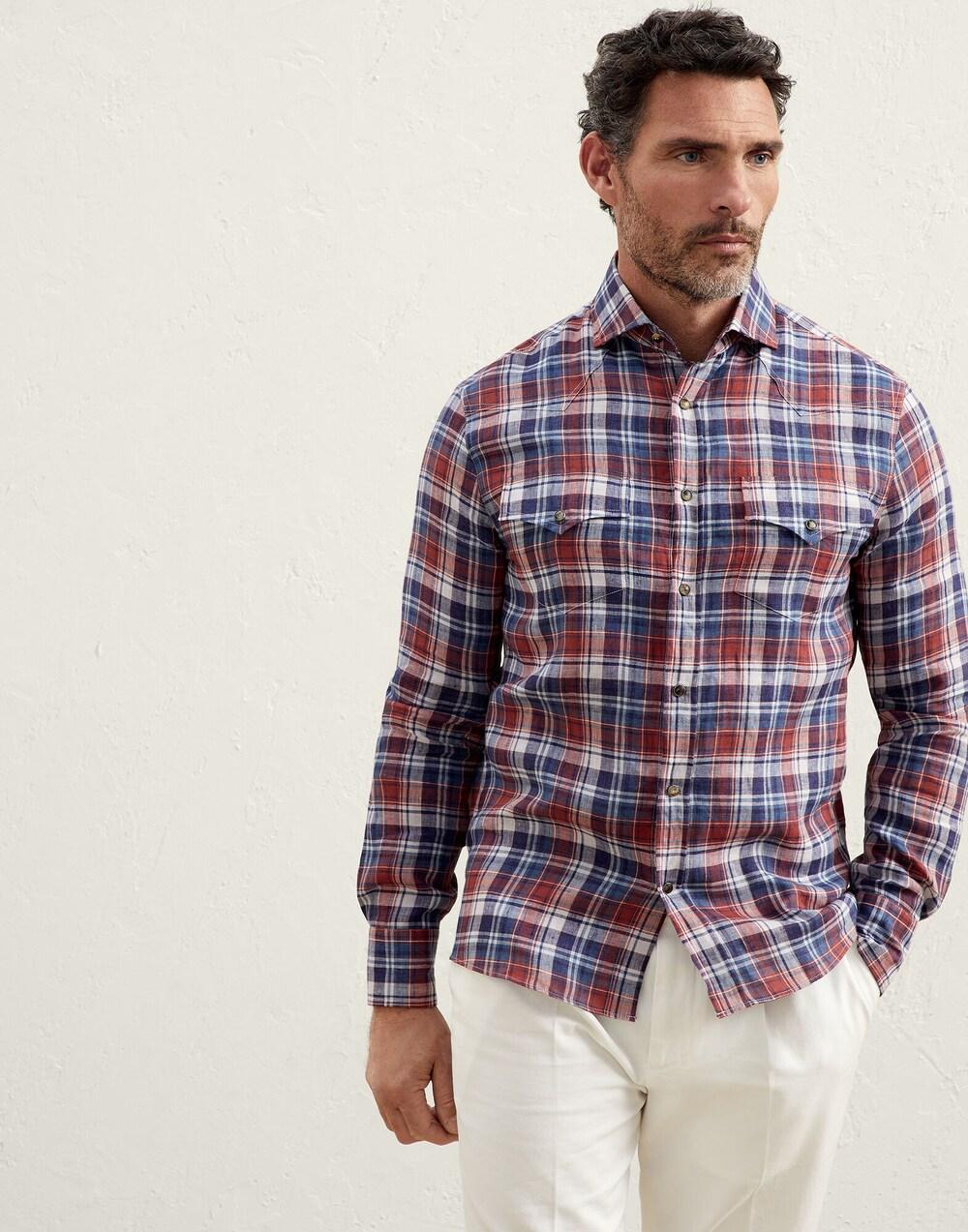 Bicolor Linen Pattern Shirt