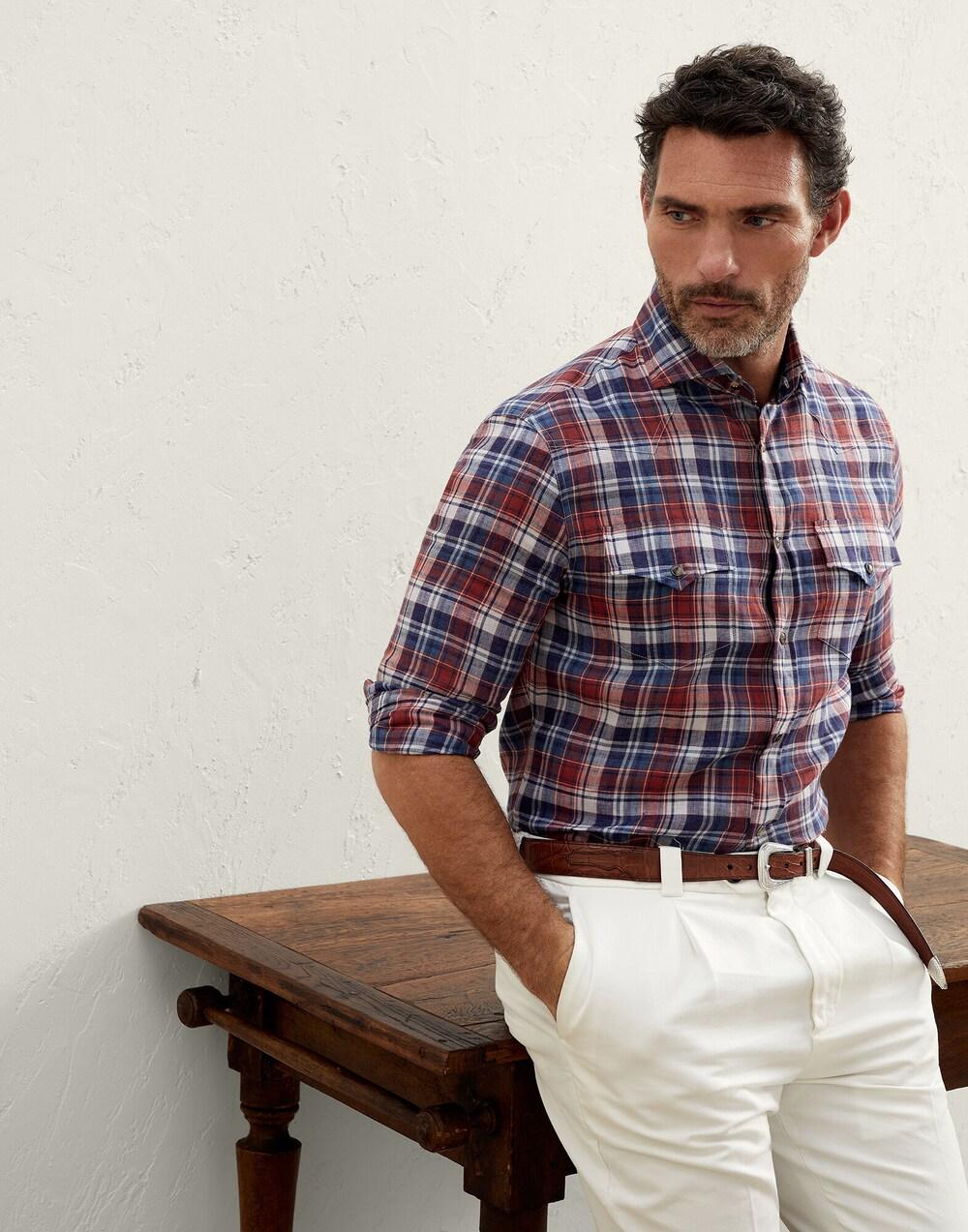 Bicolor Linen Pattern Shirt