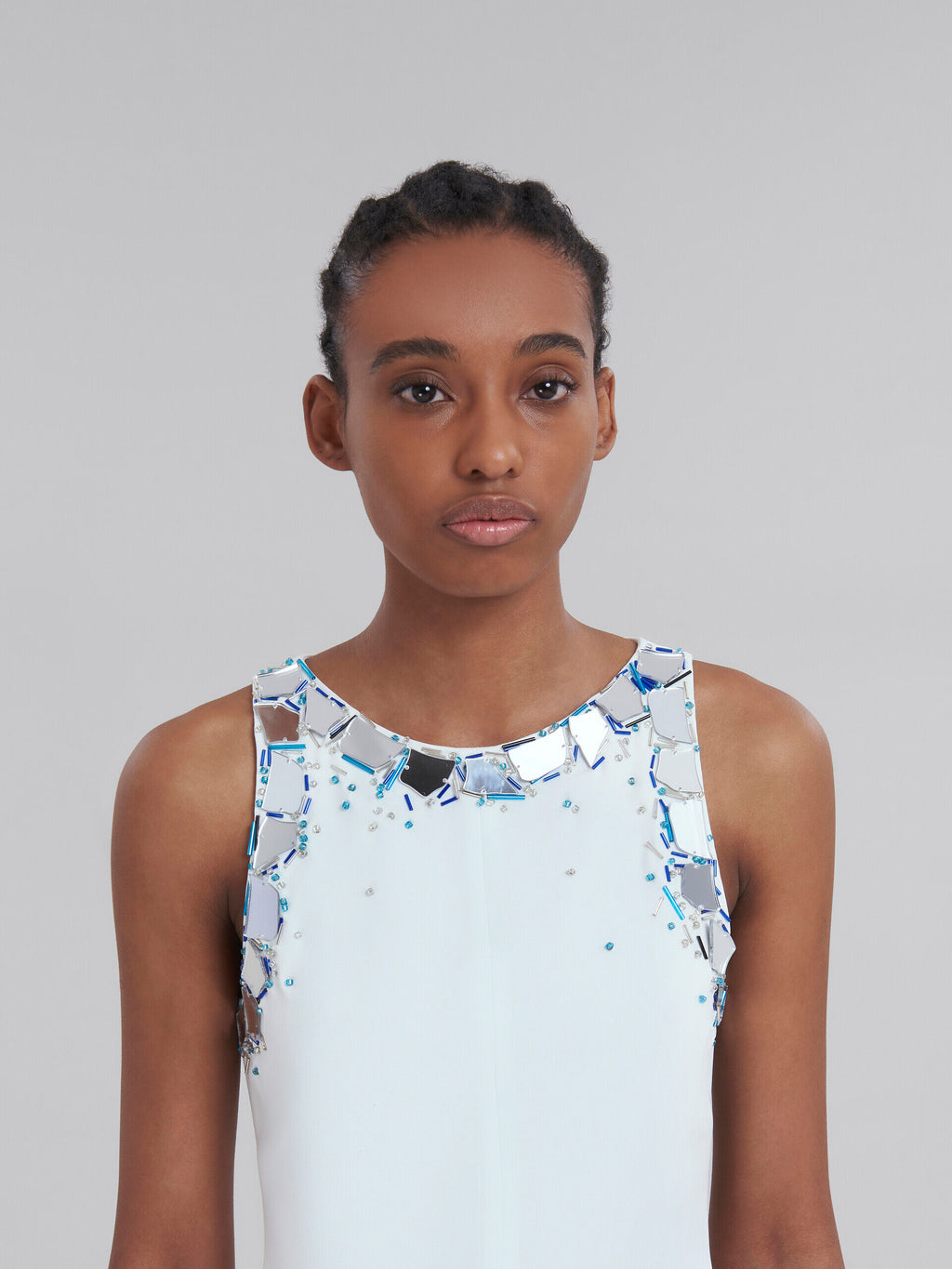 White Fibres Tank Tops