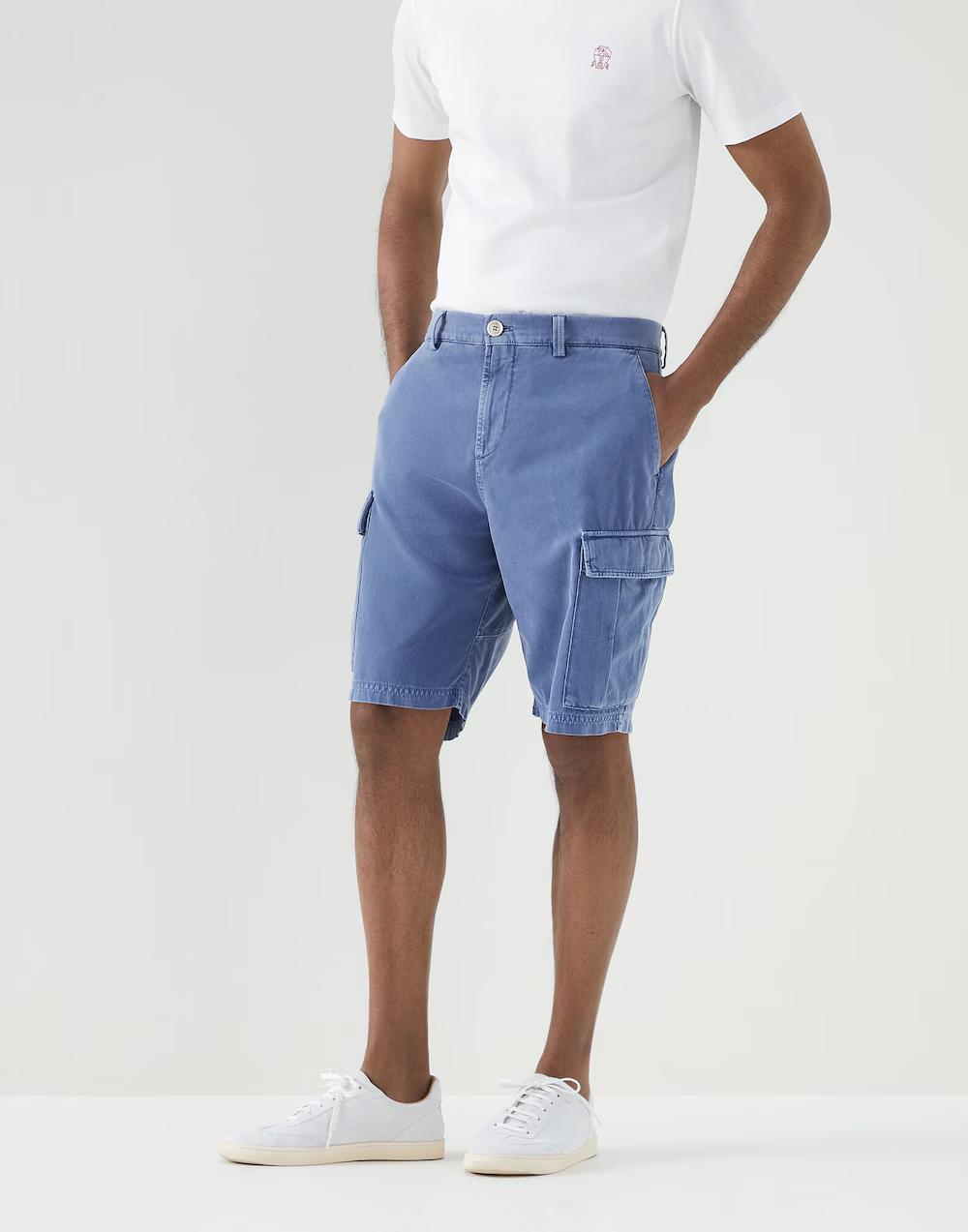 Blue Cotton Bermuda Shorts