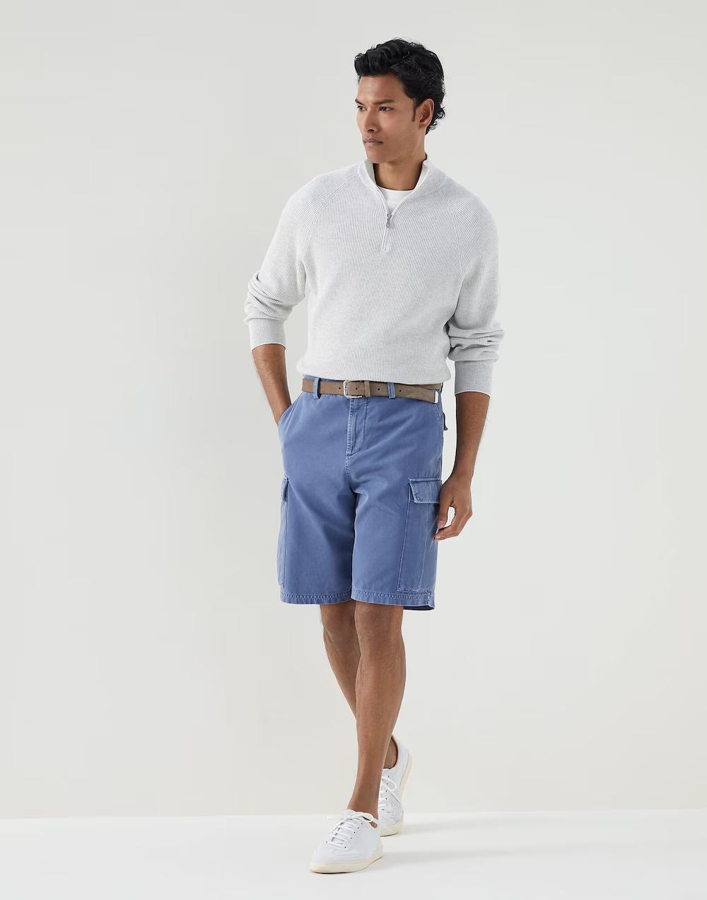 Blue Cotton Bermuda Shorts