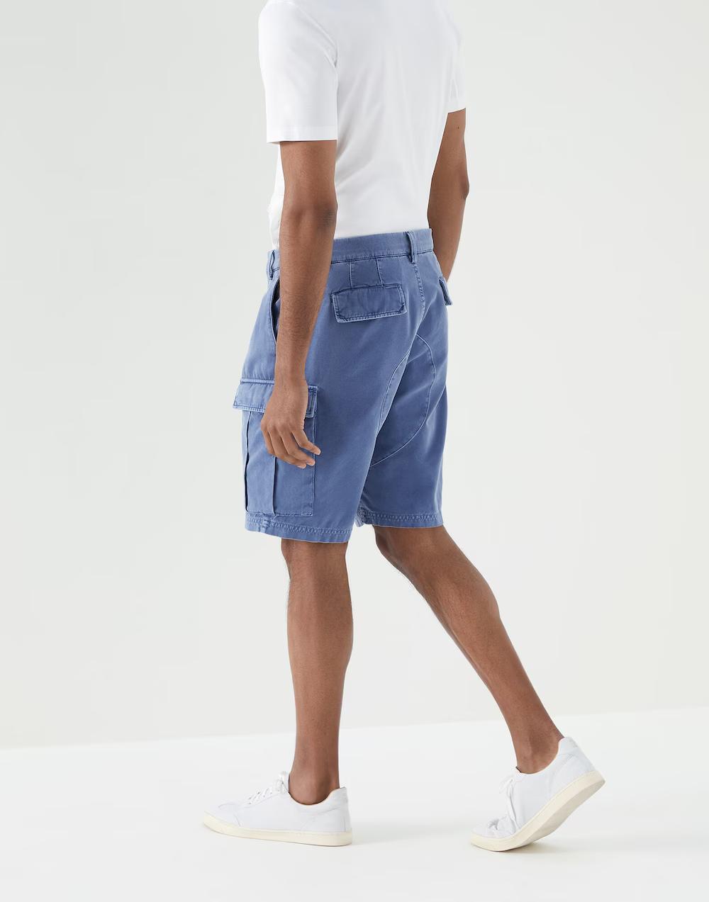 Blue Cotton Bermuda Shorts