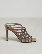 Copper Leather Stiletto Heel Sandals