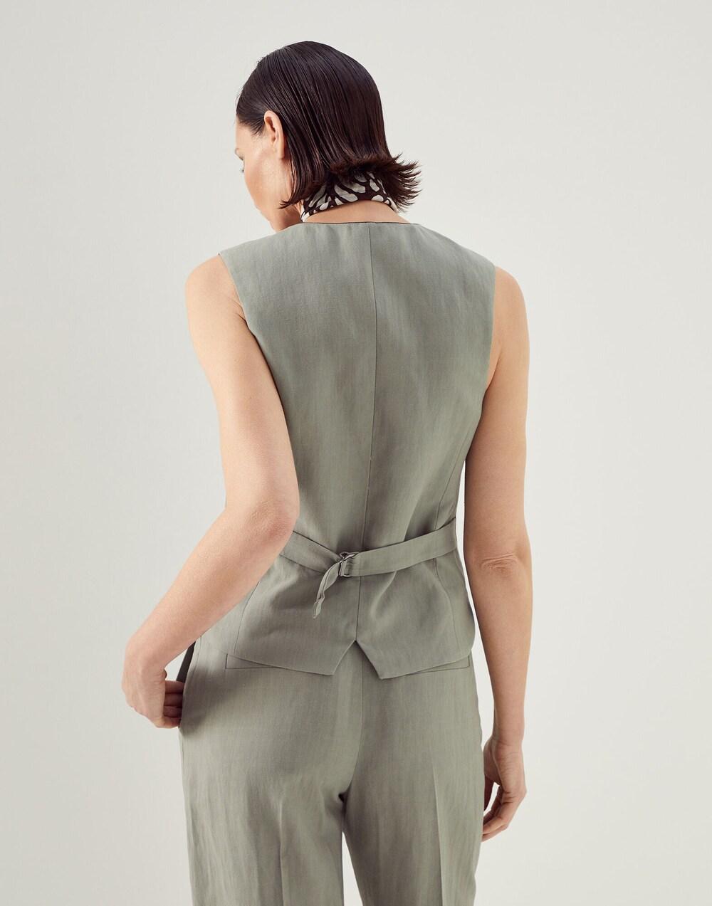 Green Viscose Sleveless Jacket