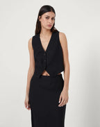 Black Viscose Sleveless Jacket