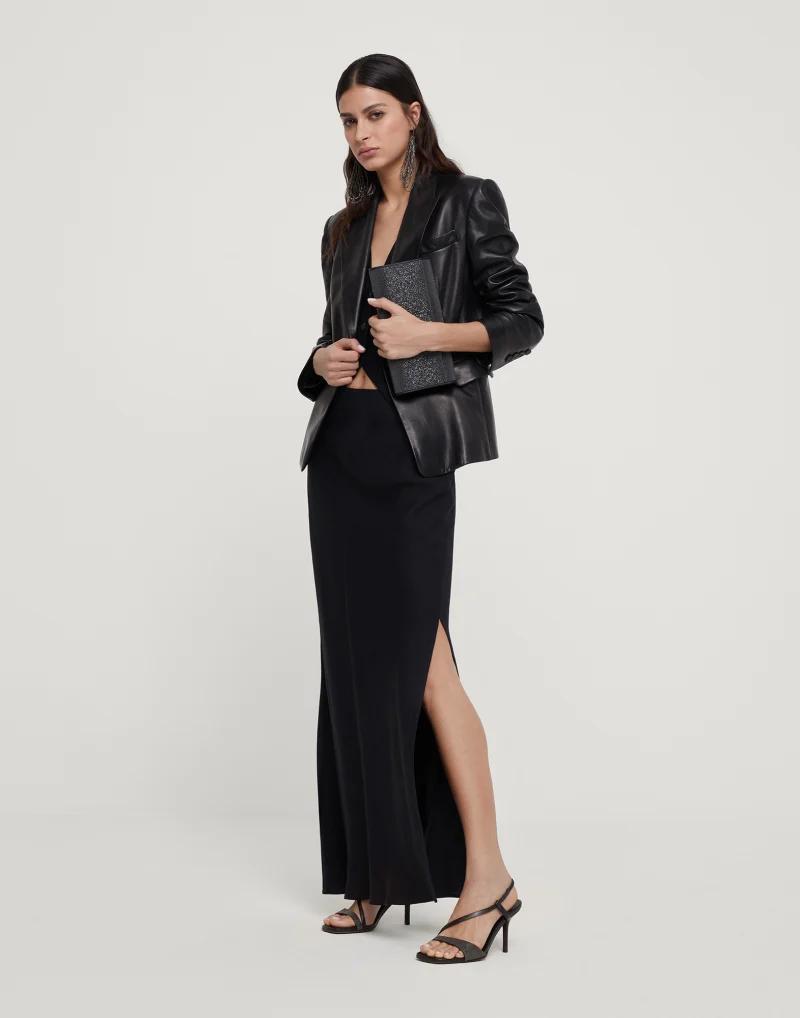 Black Viscose Sleveless Jacket
