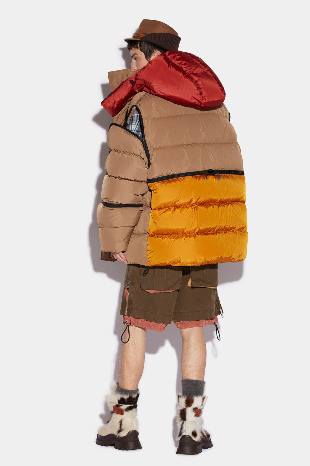 Brown Fibres Full-Length Jacket