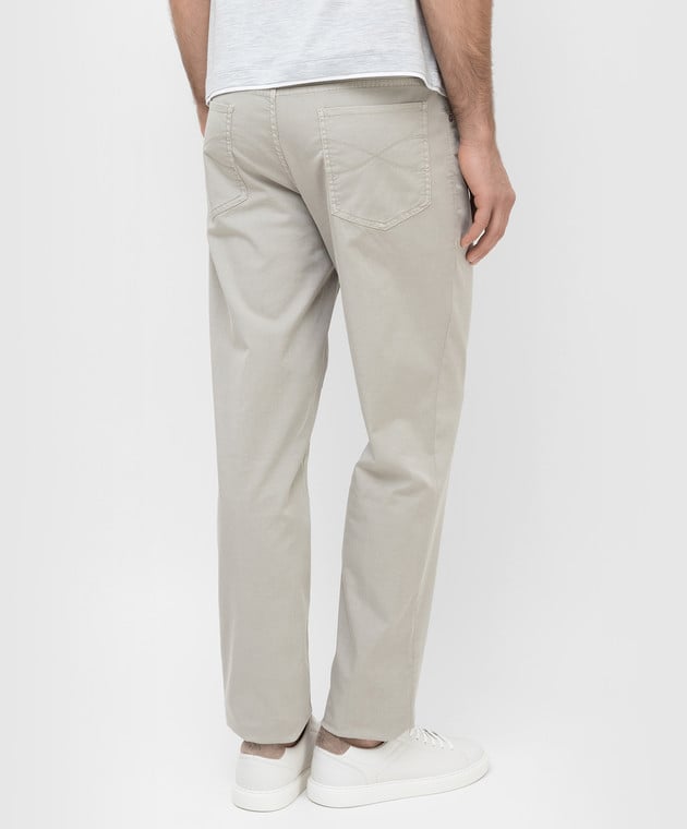 Beige Cotton Casual Pants