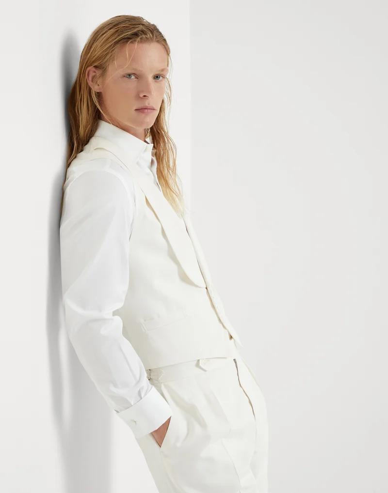 White Silk Sleveless Jacket