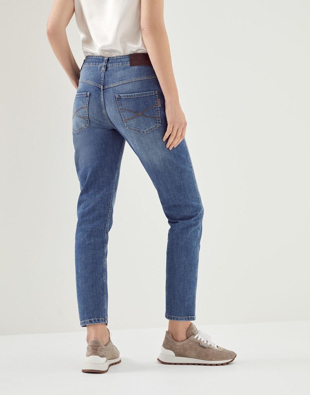 Beige Cotton Straight-Leg Jeans