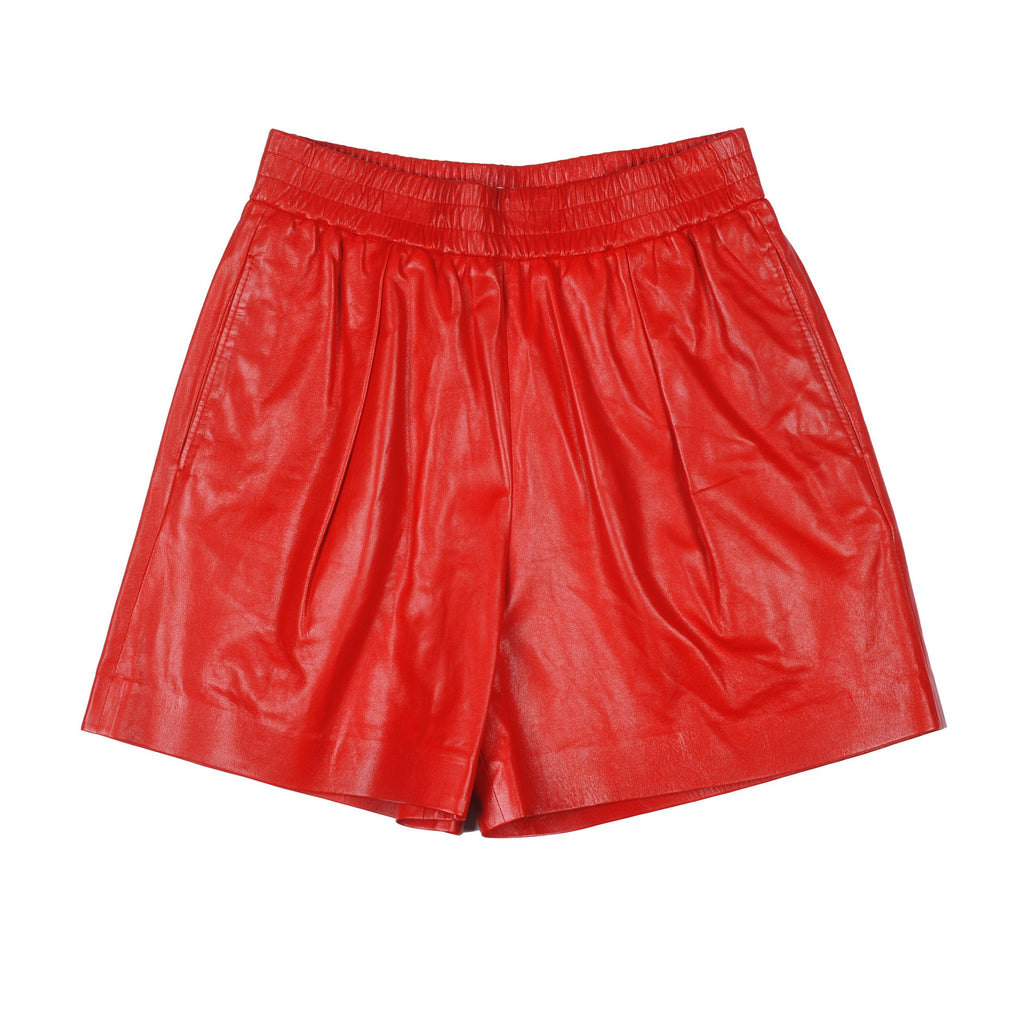 Beige Leather Bermuda Shorts