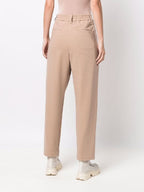 Beige Cotton Casual Pants