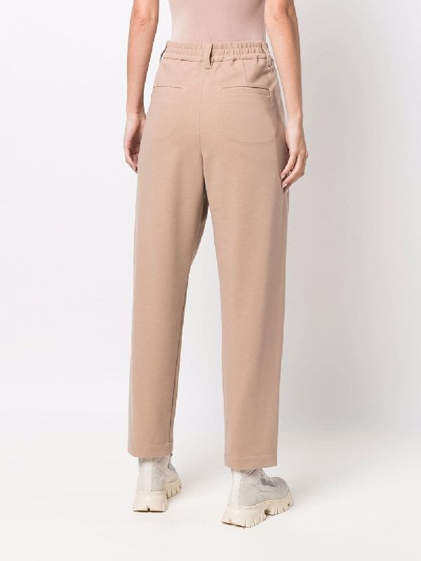 Beige Cotton Casual Pants