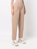 Beige Cotton Casual Pants