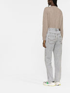 Blue Cotton Straight-Leg Jeans